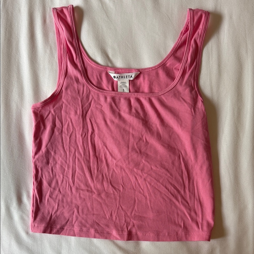 Athleta Bright Pink Ribbed Scoop Tank